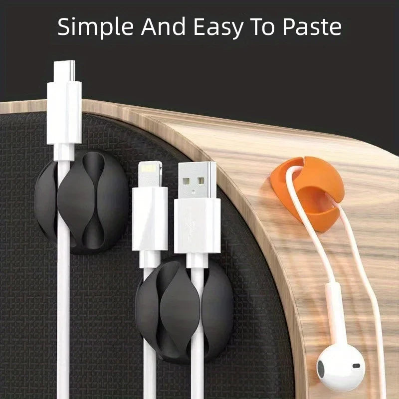 3-Slot Self-Adhesive USB Cable Clip Desktop Organizer Cable Organizer Clip Qme