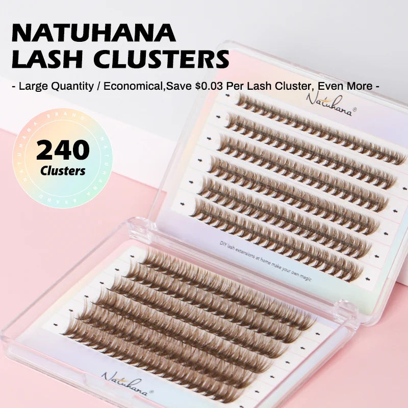 NATUHANA 240 Cluster DIY Lash Extension Kit – Individual Lashes DIY Lash Extension Kit Qme