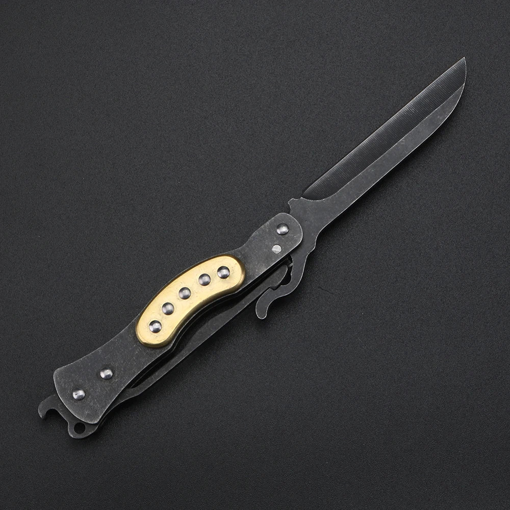 XUAN FENG Folding Pocket Knife – D2 Steel Brass Keychain EDC Folding Pocket Knife Qst