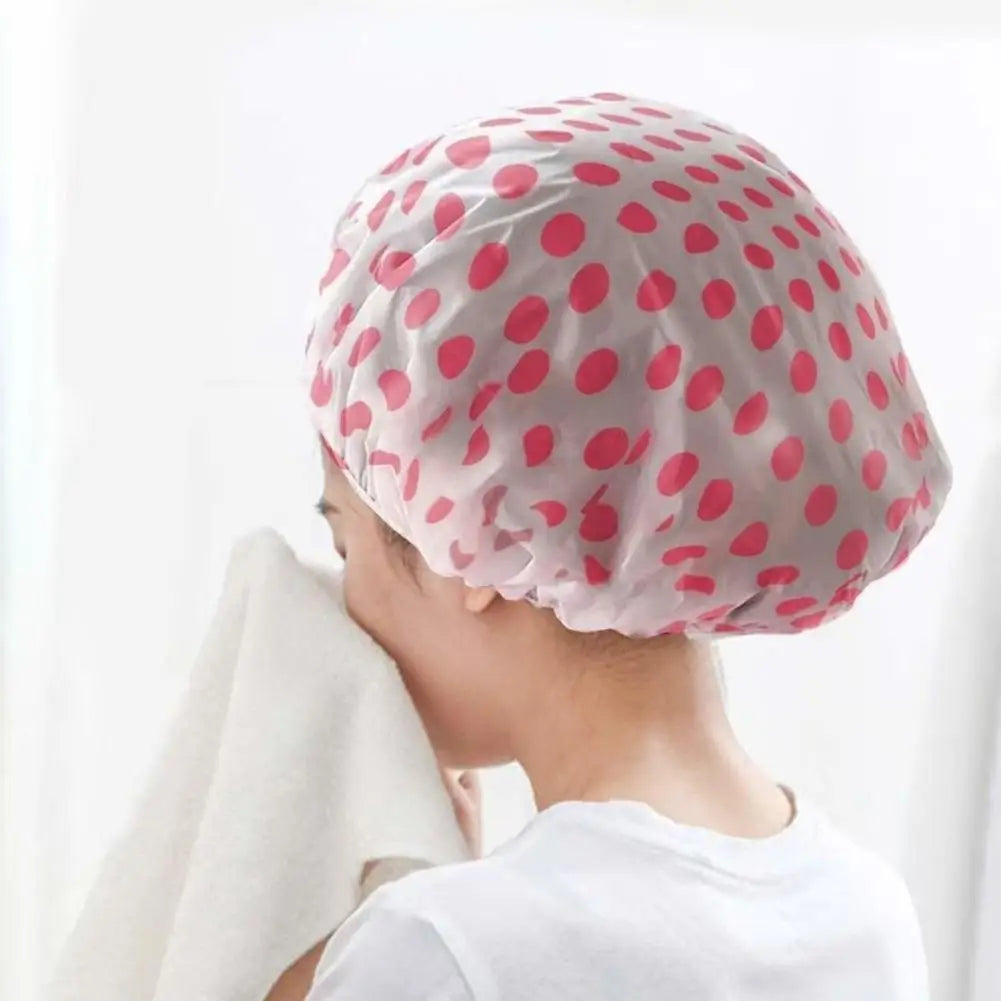 Women's Reusable Waterproof Shower Cap – Elastic Bath Hair Cap Shower Cap Qme