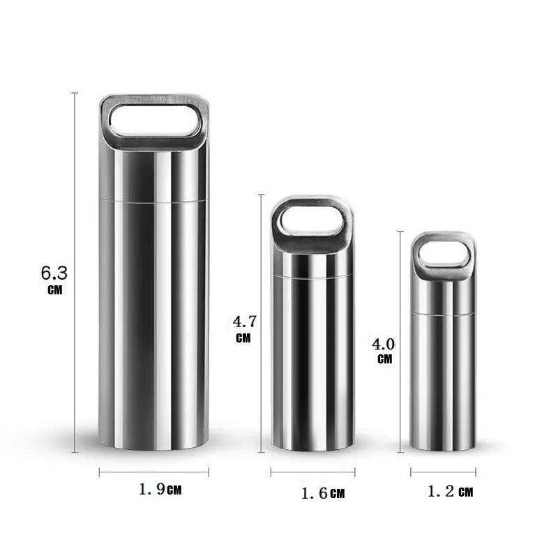 Mini Stainless Steel Waterproof Capsule Pill Box Pendant Capsule Pendant Qme