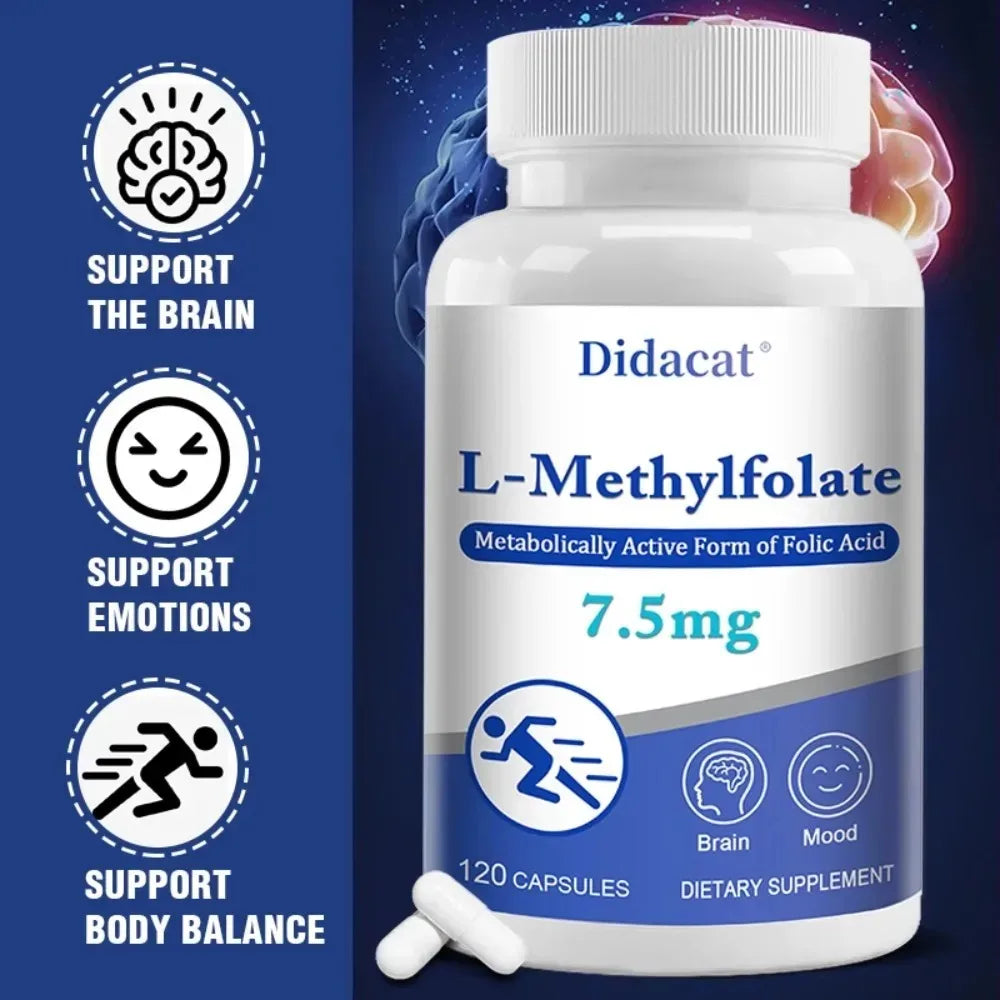 L-Methylfolate Capsules – Active Folate, Non-GMO | Didacat Folate Supplement Qst