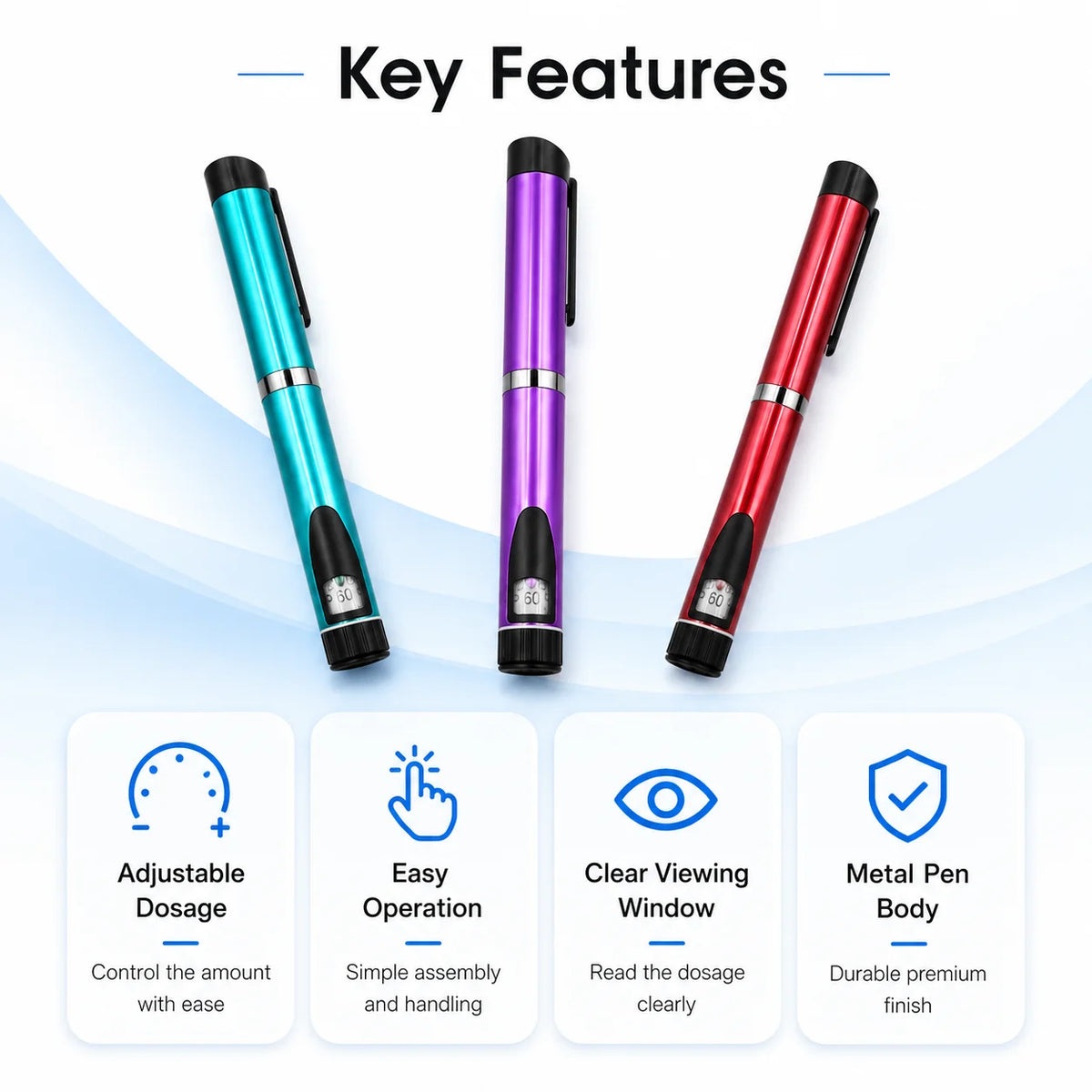 Reusable V3 Metal Injection Pen 60 IU – Empty, No Cartridge Reusable Injection Pen Qst