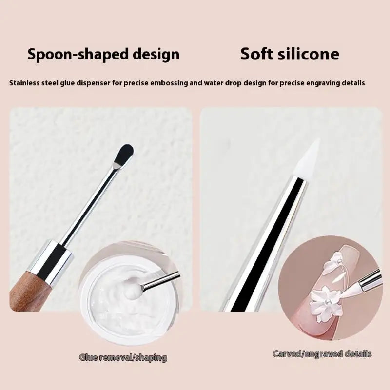 Double-Headed Nail Art Carving Pen – Silicone & Sandalwood Nail Art Carving Pen Qst