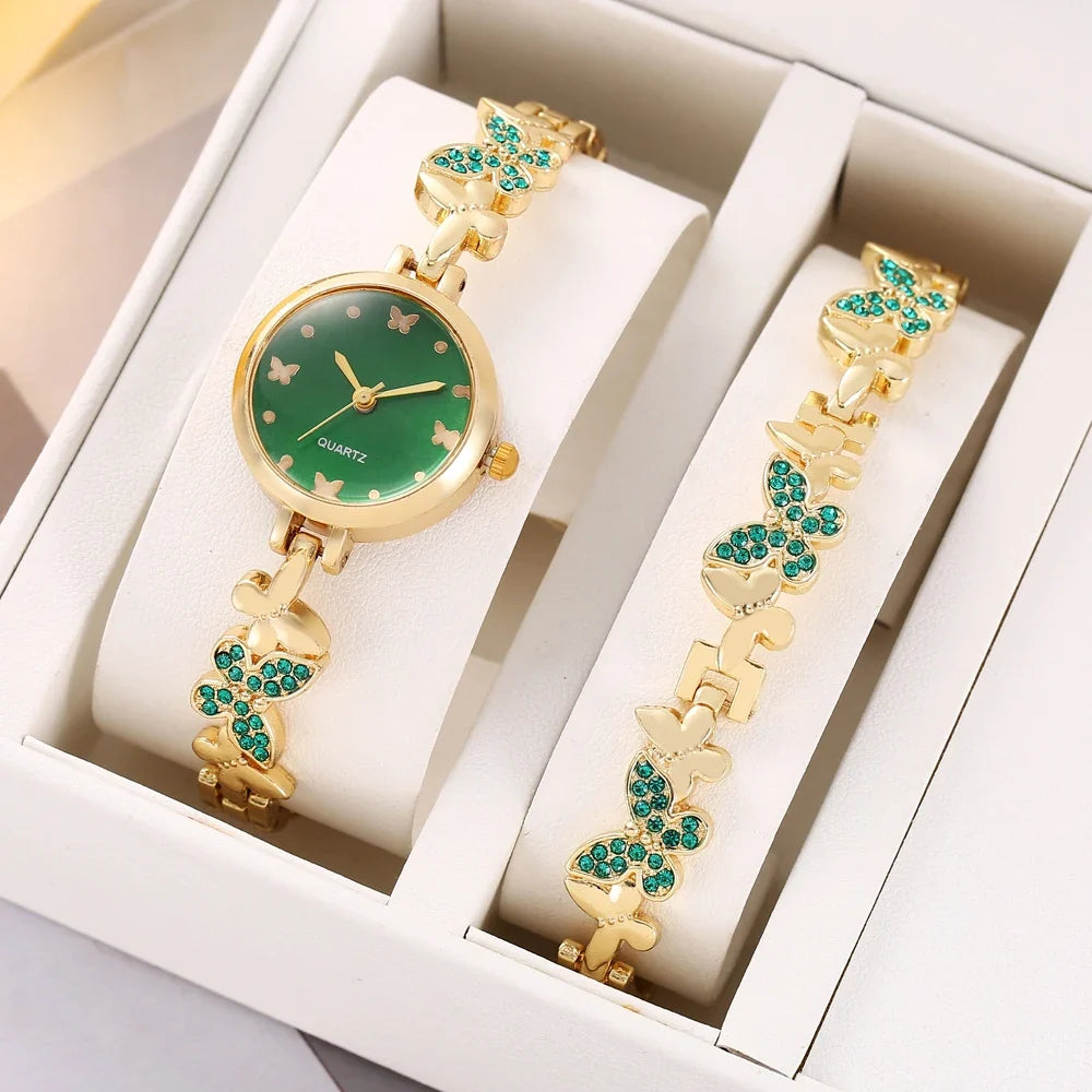 Women's Butterfly Strap Diamond Round Quartz Watch | Qme Women's Fashion Watch Qme