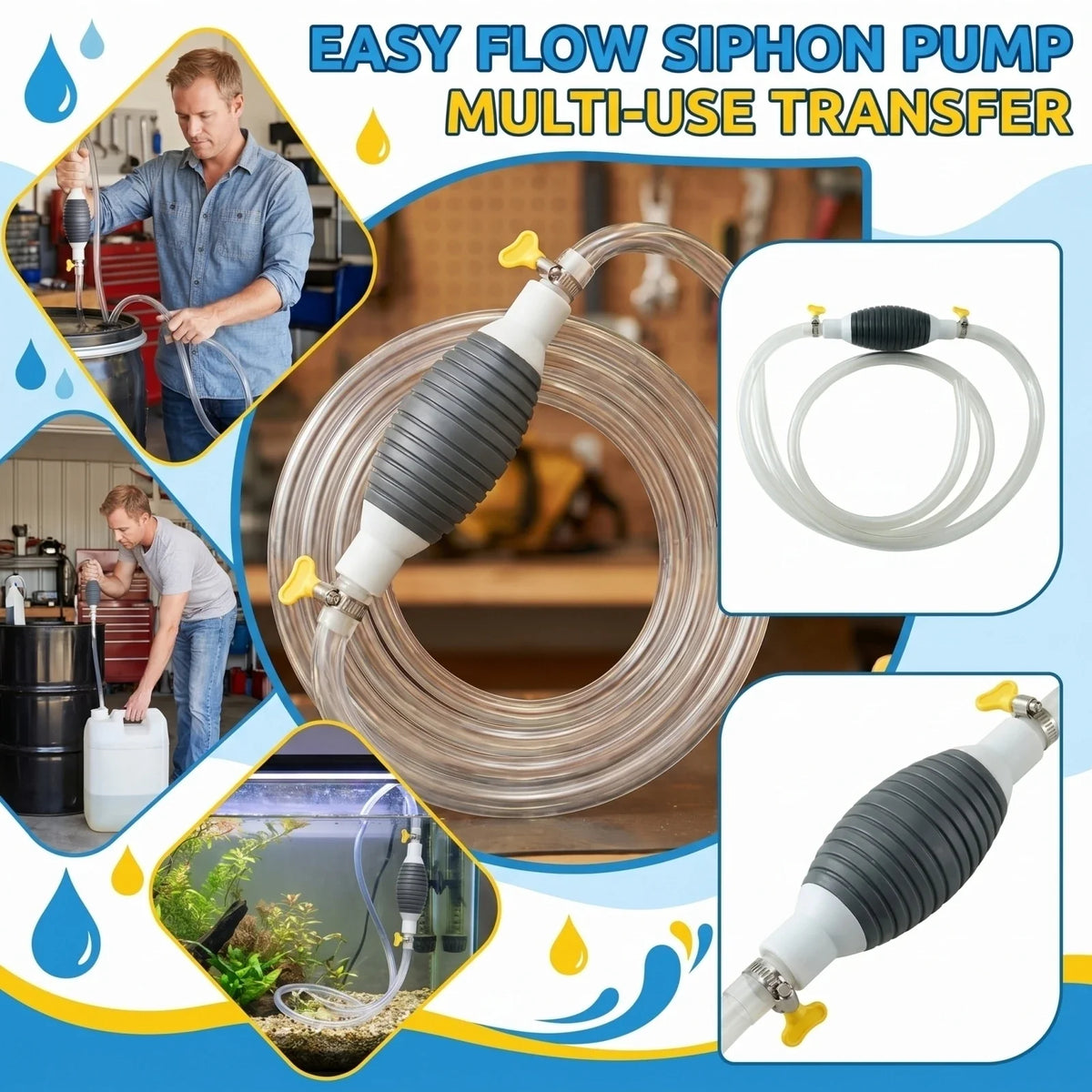 Manual Hand Fuel Siphon Pump – DIY Cut Pipe Universal Manual Siphon Pump Qme