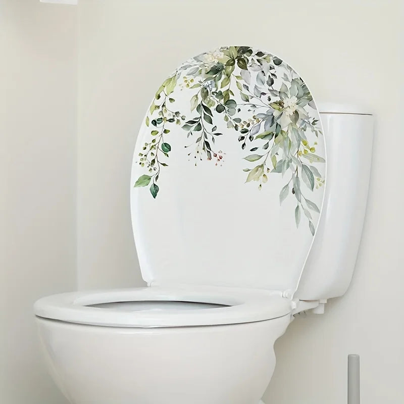 Fresh Plant Flower Leaf Wall Sticker | Bathroom Decor Wall Sticker Decal Qme