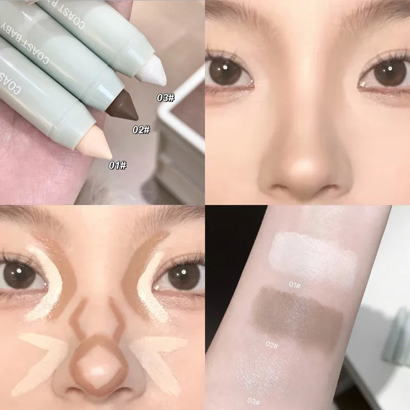 3D Contour Stick Highlighter – Waterproof Long-Lasting Bronzer Contour Highlighter Stick Qme