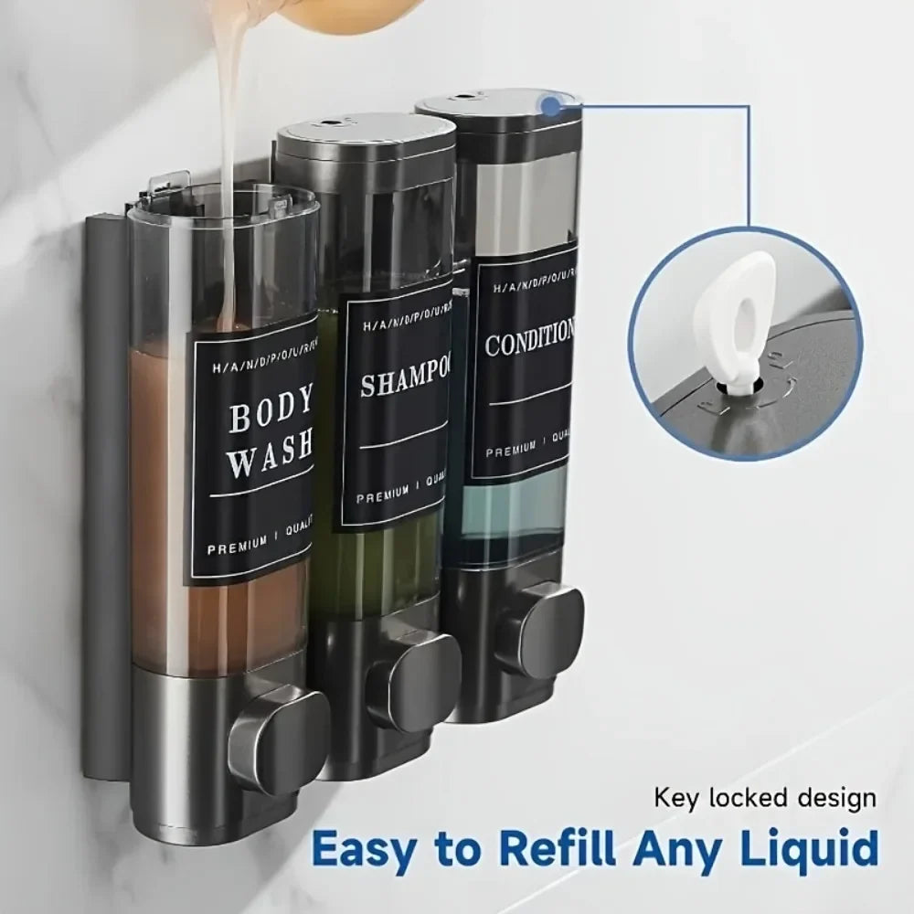 Triple Wall-Mounted Shampoo Conditioner Soap Dispenser | Qme Shower Dispenser Qme