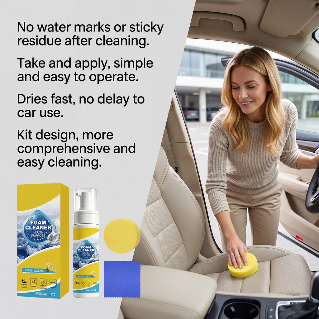 150ml Foam Bubble Car Interior Cleaner – Lemon Fragrance Car Interior Cleaner Qst