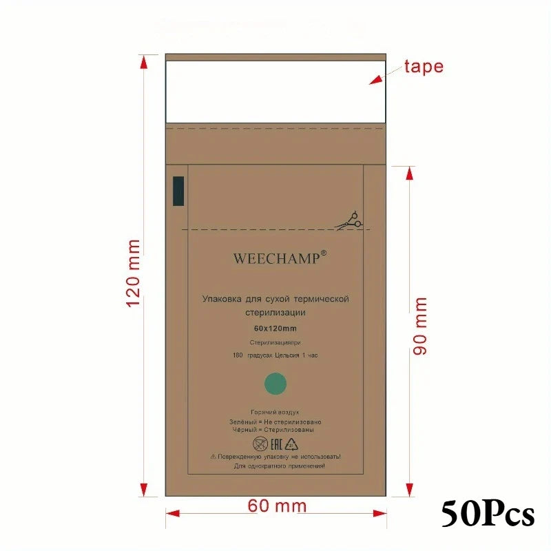 Nail Tool Sterilizer Bags | Kraft Manicure Sanitizing Pouches 50pc Nail Sterilizer Bags Qme 50pcs 60x120mm