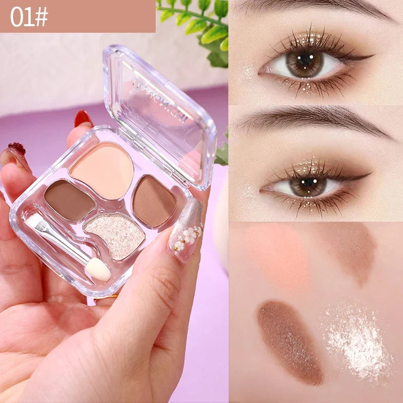 4-Color Glitter Eye Shadow Palette – Waterproof & Long-Lasting Eyeshadow Palette Qme 01
