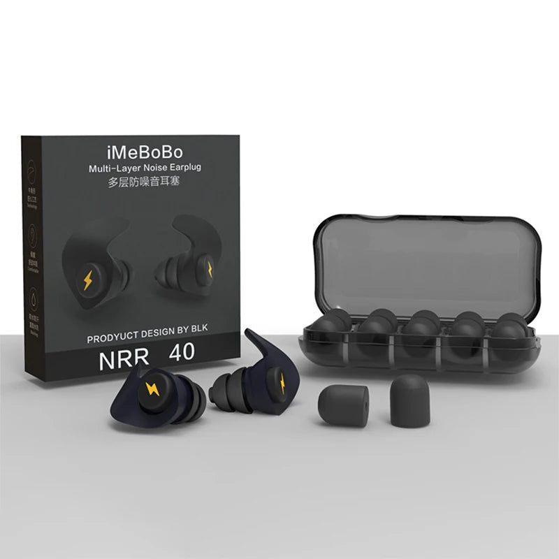 XceeFit Reusable Cochlea Sleep Earplugs – 3-Layer Noise Reduction Sleep Earplugs Qst black