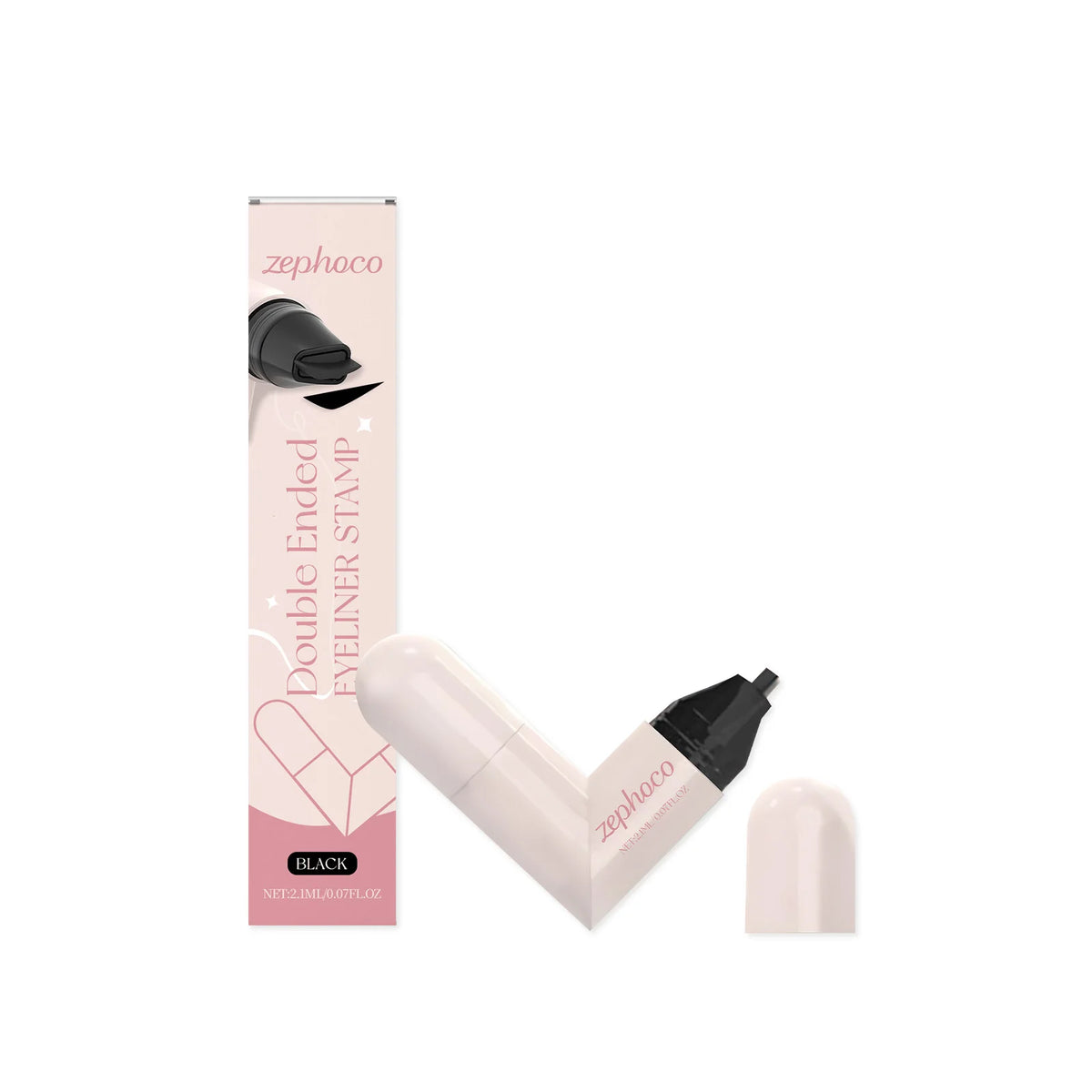 Zephoco Winged Eyeliner Stamp Pen – Waterproof Double Ended Eyeliner Stamp Pen Qst Black