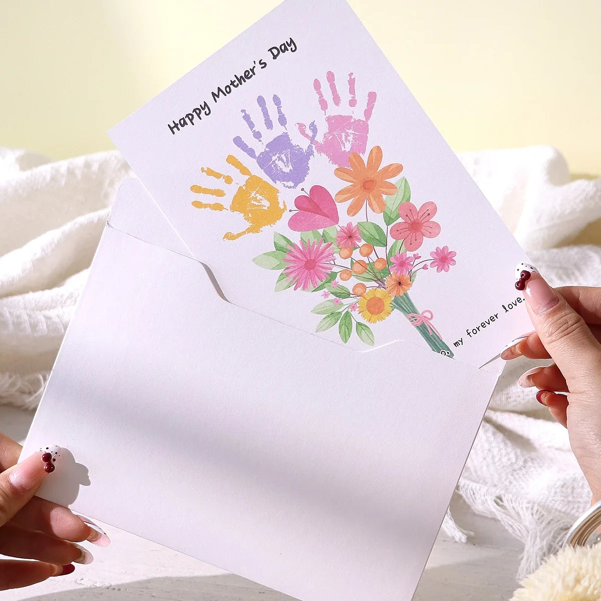 Mother's Day Greeting Card with Envelope – Floral Design Greeting Card Qme