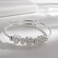 925 Sterling Silver Heart Bangle Bracelet for Women Silver Bangle Bracelet Qme Default Title