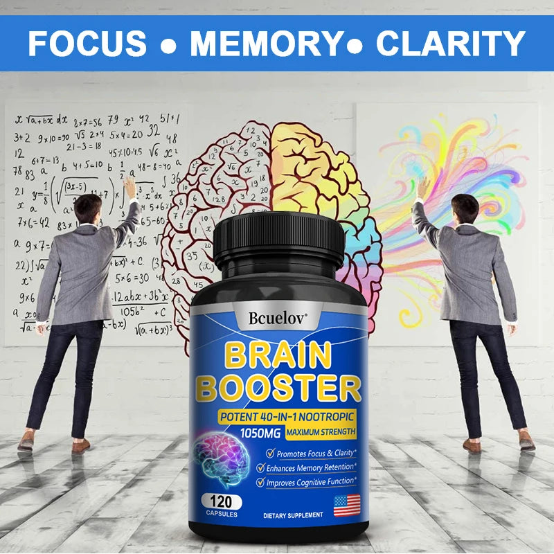 Brain Nutrition Capsules – 40-in-1 Vegan Focus Supplement Brain Health Supplement Qst