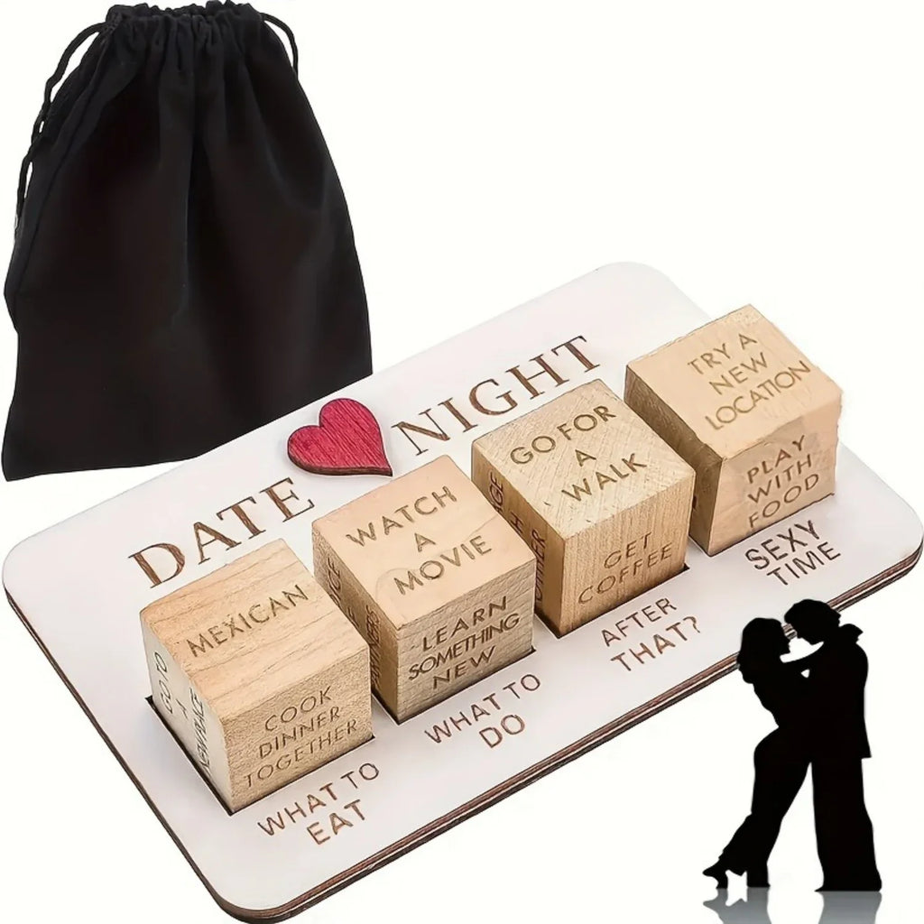 Date Night Dice After Dark Edition – Wooden Couples Game Couples Dice Game Qme 4PCS Set
