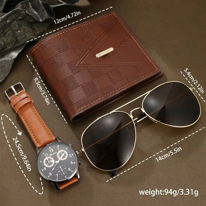 Geneva 3-Piece Gift Set – Watch, Wallet & Sunglasses Gift Box Set Qme
