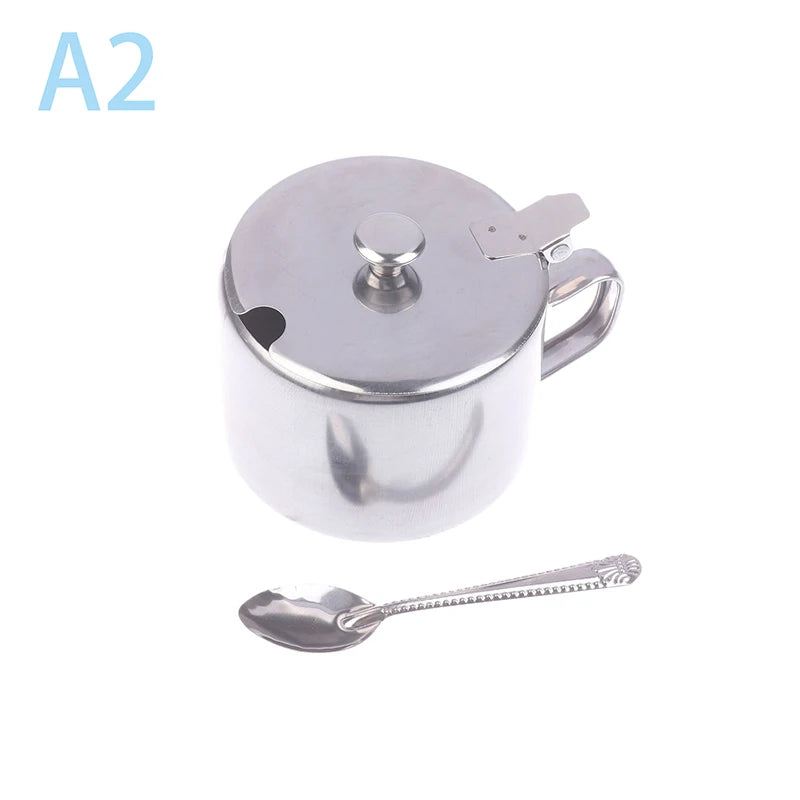 Stainless Steel Spice Jar with Lid, Handle & Spoon – Dustproof Spice Storage Jar Qst 85MM