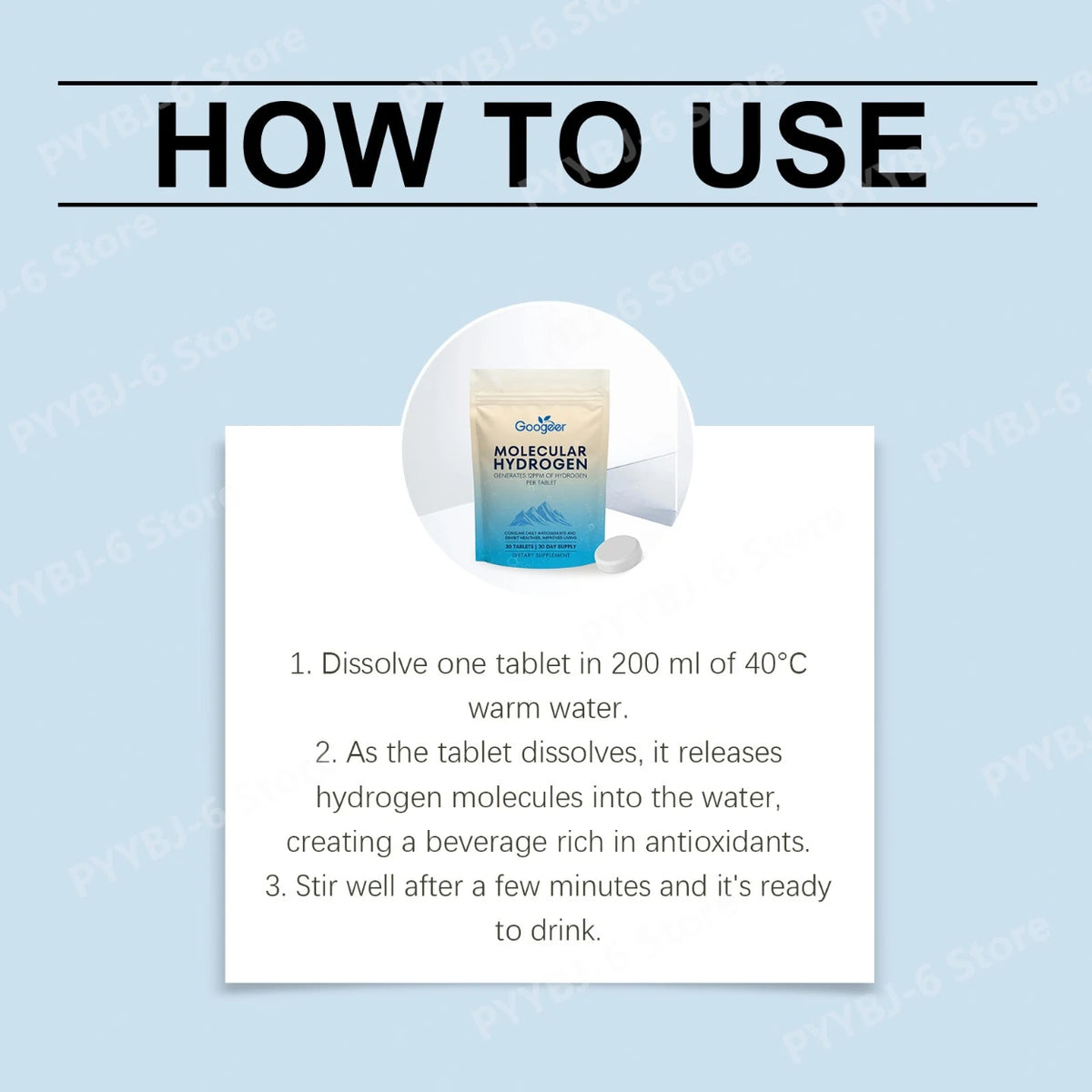 Googeer Molecular Hydrogen Tablets 30ct – Magnesium Antioxidant Hydrogen Supplement Tablet Qst