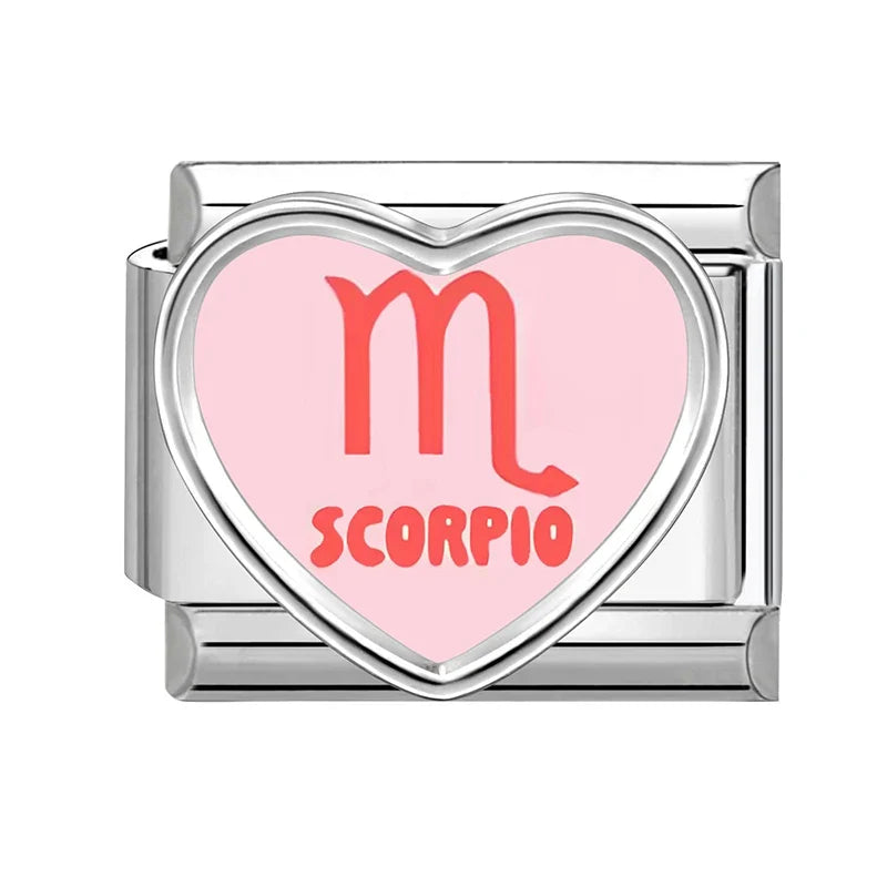 Zodiac Italian Charms – Virgo, Leo & Taurus Stainless Steel Charm Bracelet Links Qme Style 8