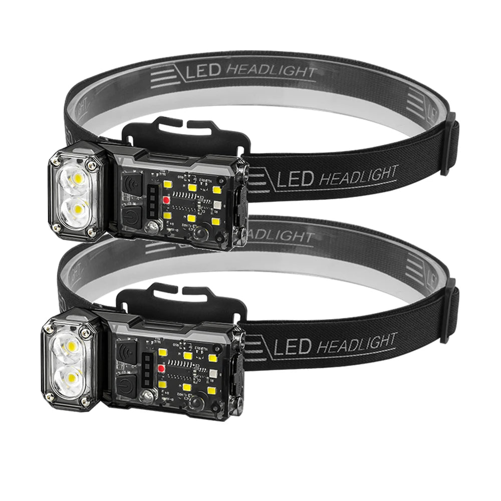 BORUIT Sensor Keychain Headlamp 800LM Rechargeable LED Clip Light Rechargeable Headlamp Qst 2pc