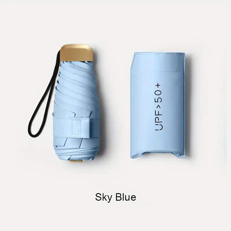 Ultra-Light UV Protection Folding Umbrella – 190T Canopy Folding UV Umbrella Qst SKY BLUE 6K Iron