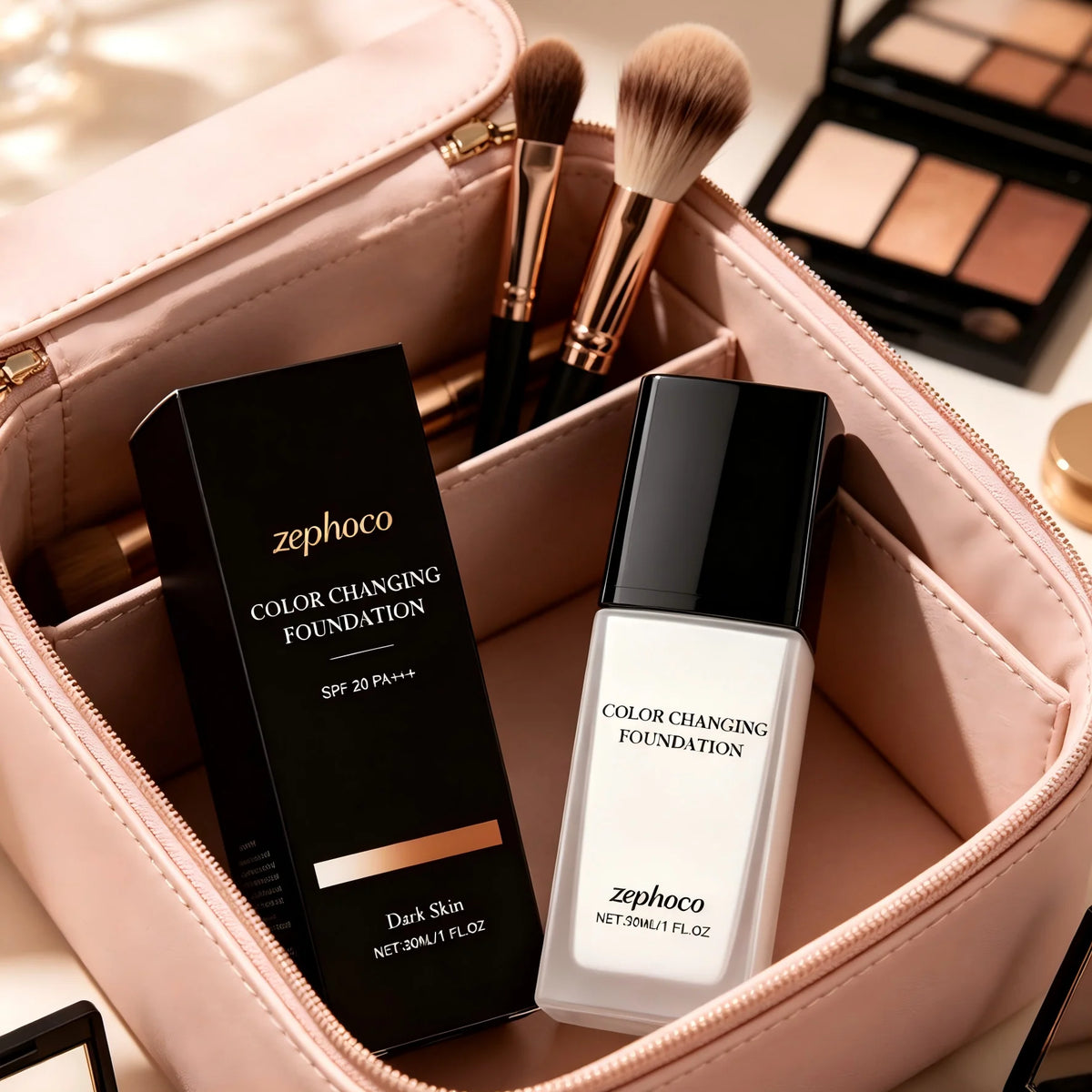 Zephoco Color-Changing Foundation SPF 20 | Full Coverage 30ml Liquid Foundation Qst