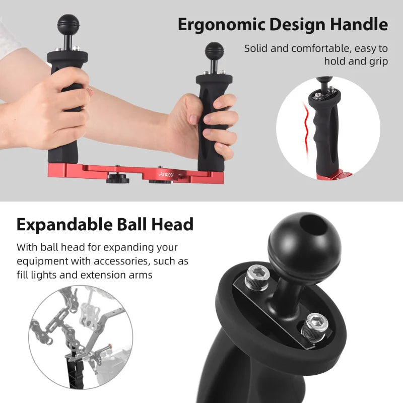 Andoer Dual Handle Underwater Camera Diving Rig Stabilizer Underwater Camera Rig Qst