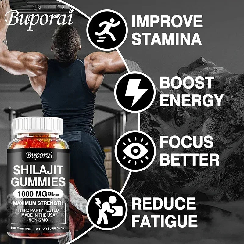 Shilajit Gummies 1000mg – Fulvic Acid & Trace Minerals | Pslalae Wellness Supplement Gummies Qst