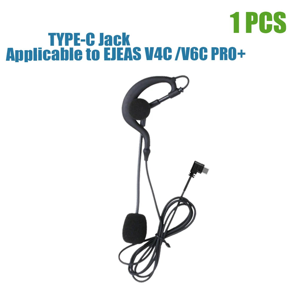 EJEAS V6C V4C Plus Referee Earhook Headset – Type-C Full Duplex Referee Intercom Headset Qst 1PCS