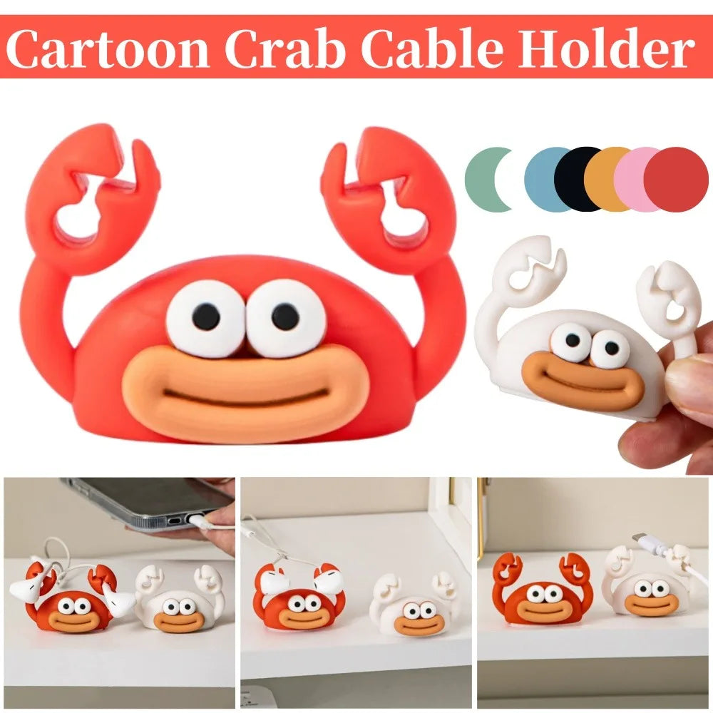 Cute Crab Cable Holder – Self-Adhesive Silicone USB Organizer Cable Organizer Clip Qme