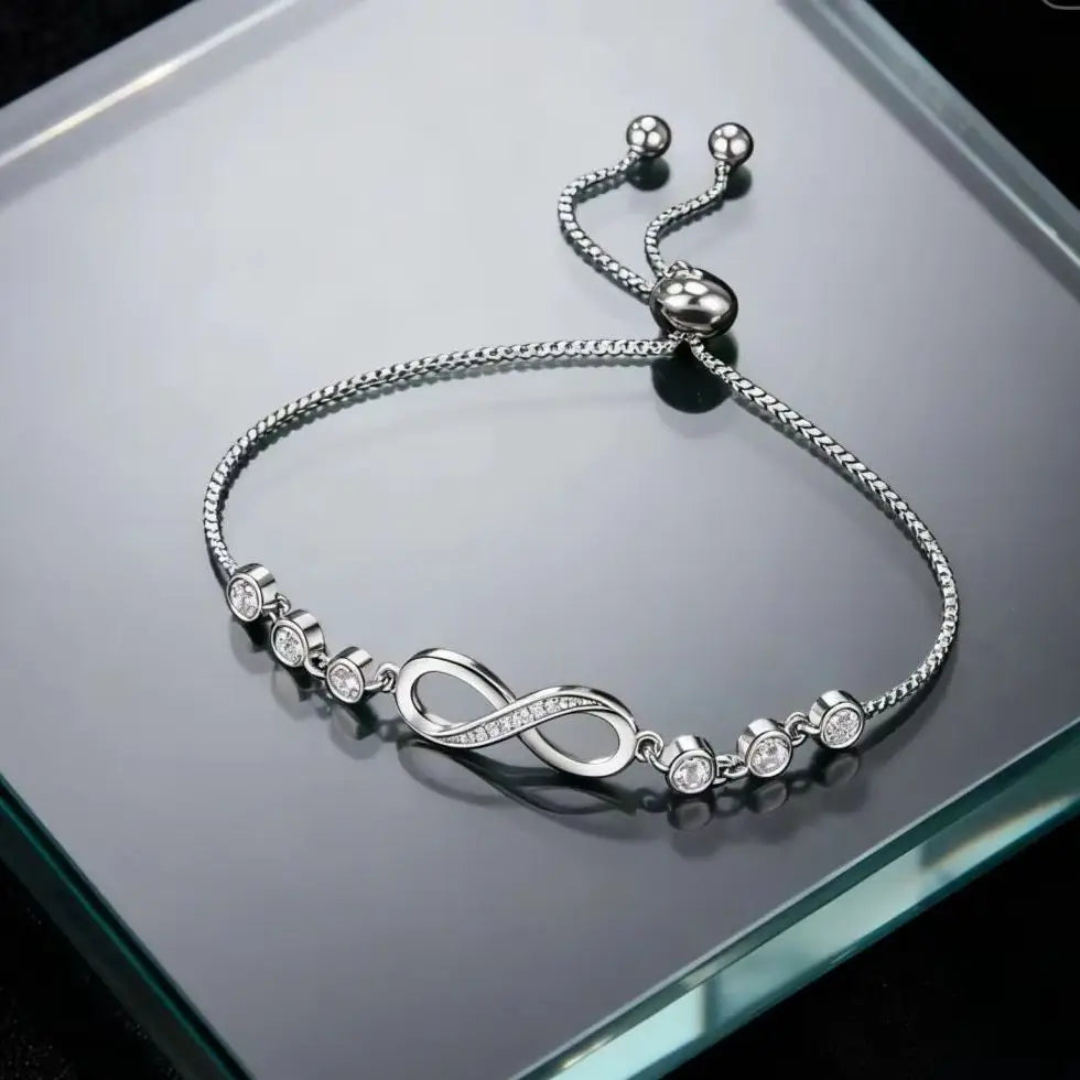 Custom 925 Sterling Silver Crystal Bracelet | Women's Y2K Charm Crystal Charm Bracelet Qme