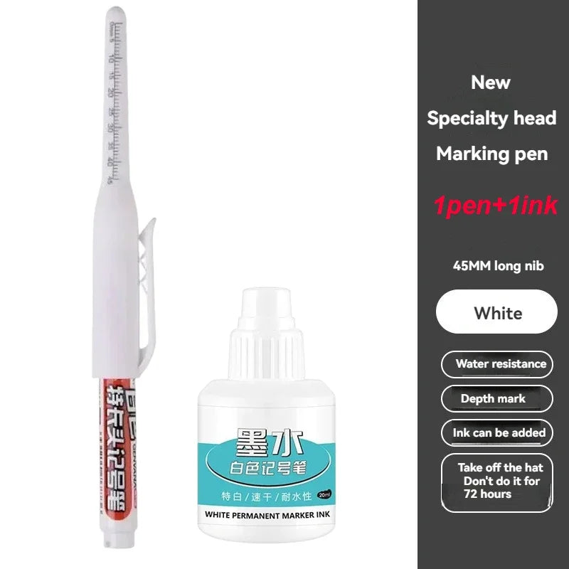 Waterproof Deep Hole Marker Pen – Long Nib Carpenter Pen Carpenter Marker Pen Qme
