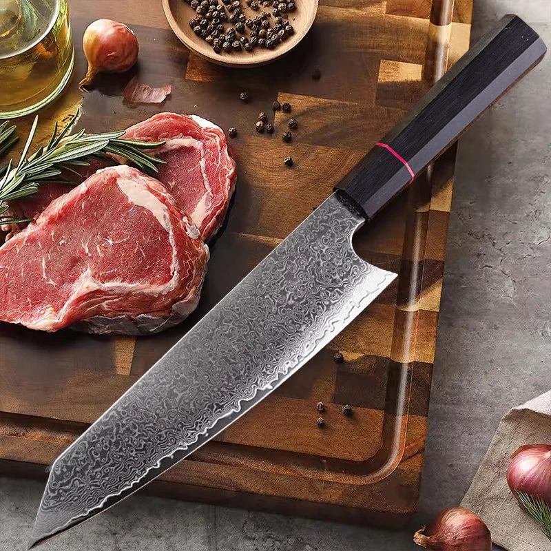 InLeung 67-Layer Damascus Chef Knife Set – VG10 Japanese Steel Damascus Knife Set Qst