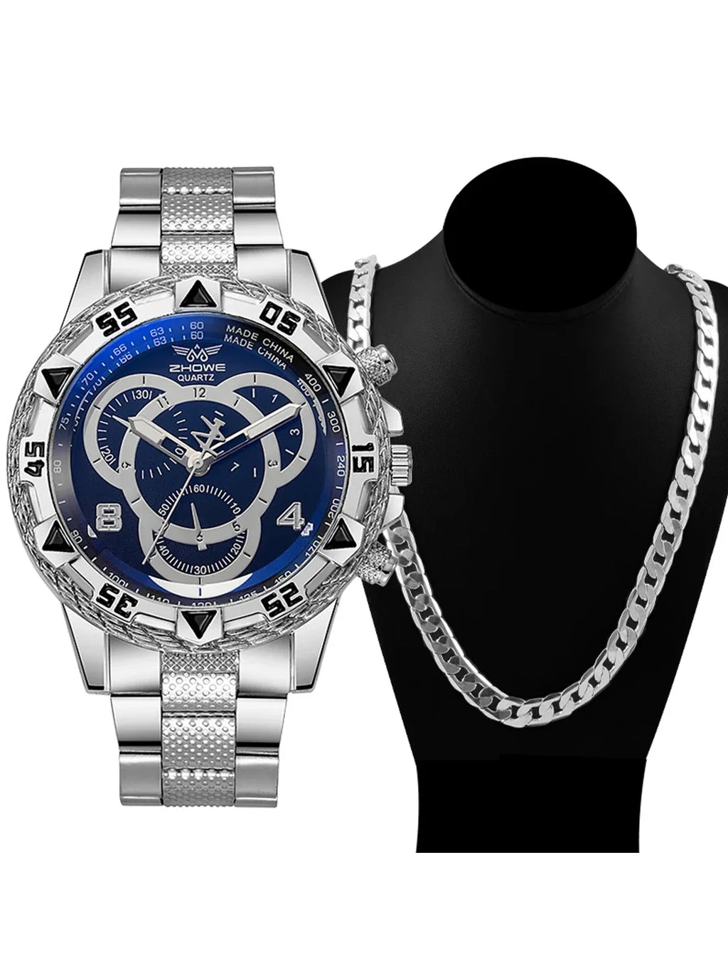 Men's Large Dial Quartz Watch – Blue Light Silicone Strap Men's Quartz Watch Qme Coffee
