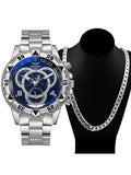 Men's Large Dial Quartz Watch – Blue Light Silicone Strap Men's Quartz Watch Qme Coffee