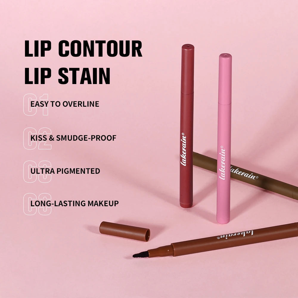 Lakerain Double-Ended Lip Tint & Liner Pen – Matte Nude Lip Liner Pen Qst