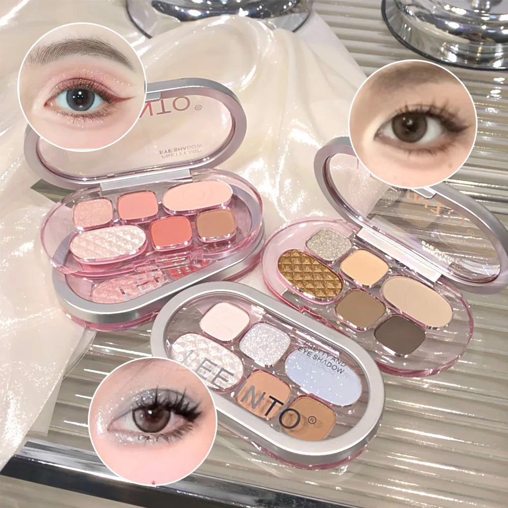 LEE INTO 6-Color Eyeshadow Palette – Matte & Glitter Eyeshadow Palette Qme