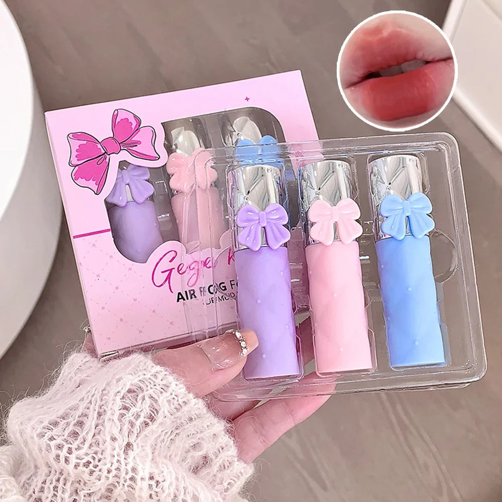Gege Bear Air Matte Lip Mud Glaze Set – 3 Box Collection Matte Lip Glaze Set Qme