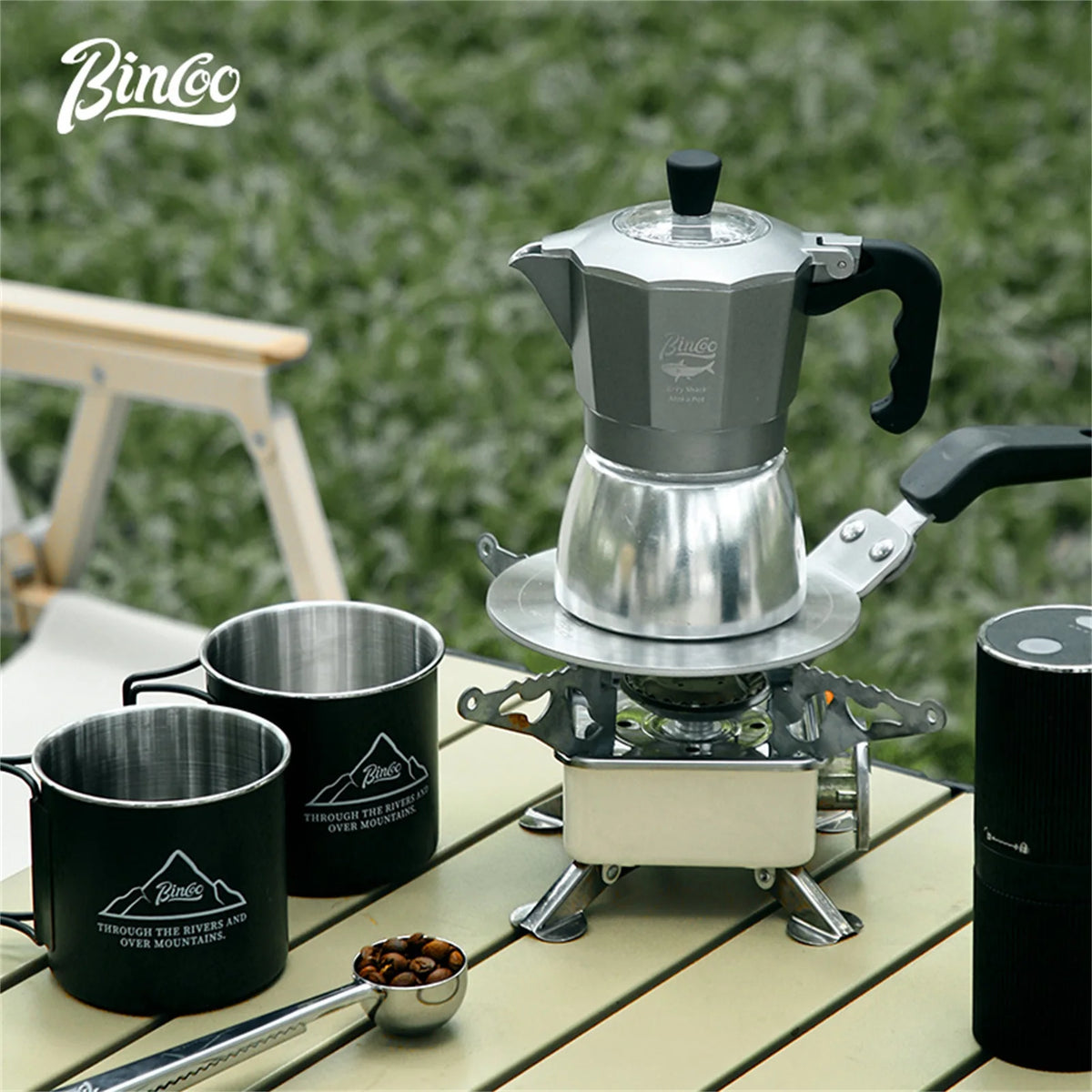 Bincoo 2-Cup Moka Pot – Stovetop Espresso Maker Gray Stovetop Espresso Maker Qst