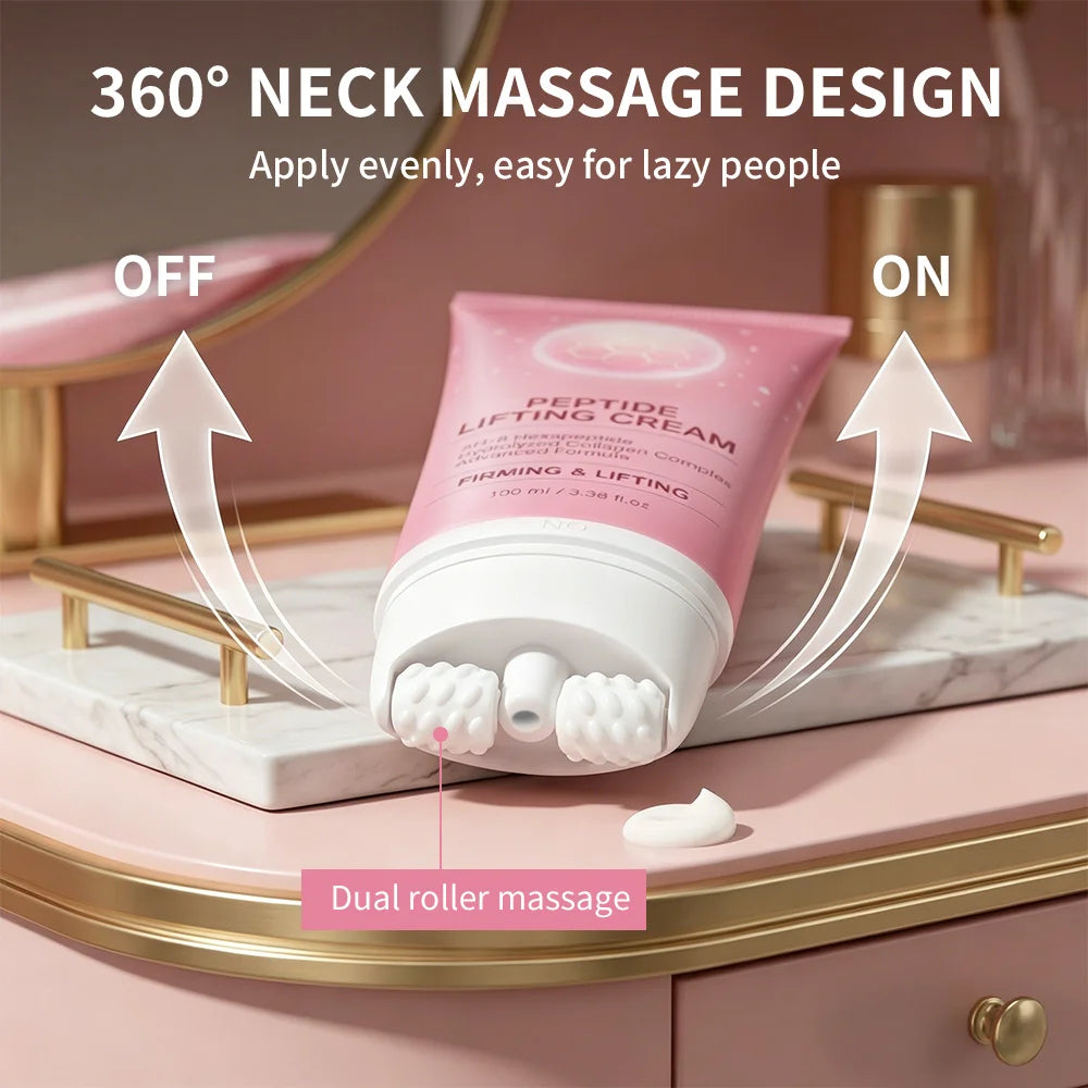 Neck Firming Cream Double Roller – Peptide Collagen Lifting Neck Firming Cream Qst
