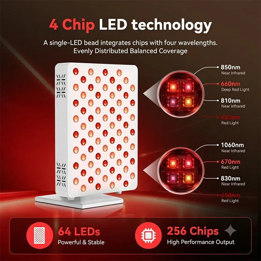 Suyzeko 64 LED Red Light Therapy Panel 200W | 8 Wavelengths Light Therapy Panel Qst
