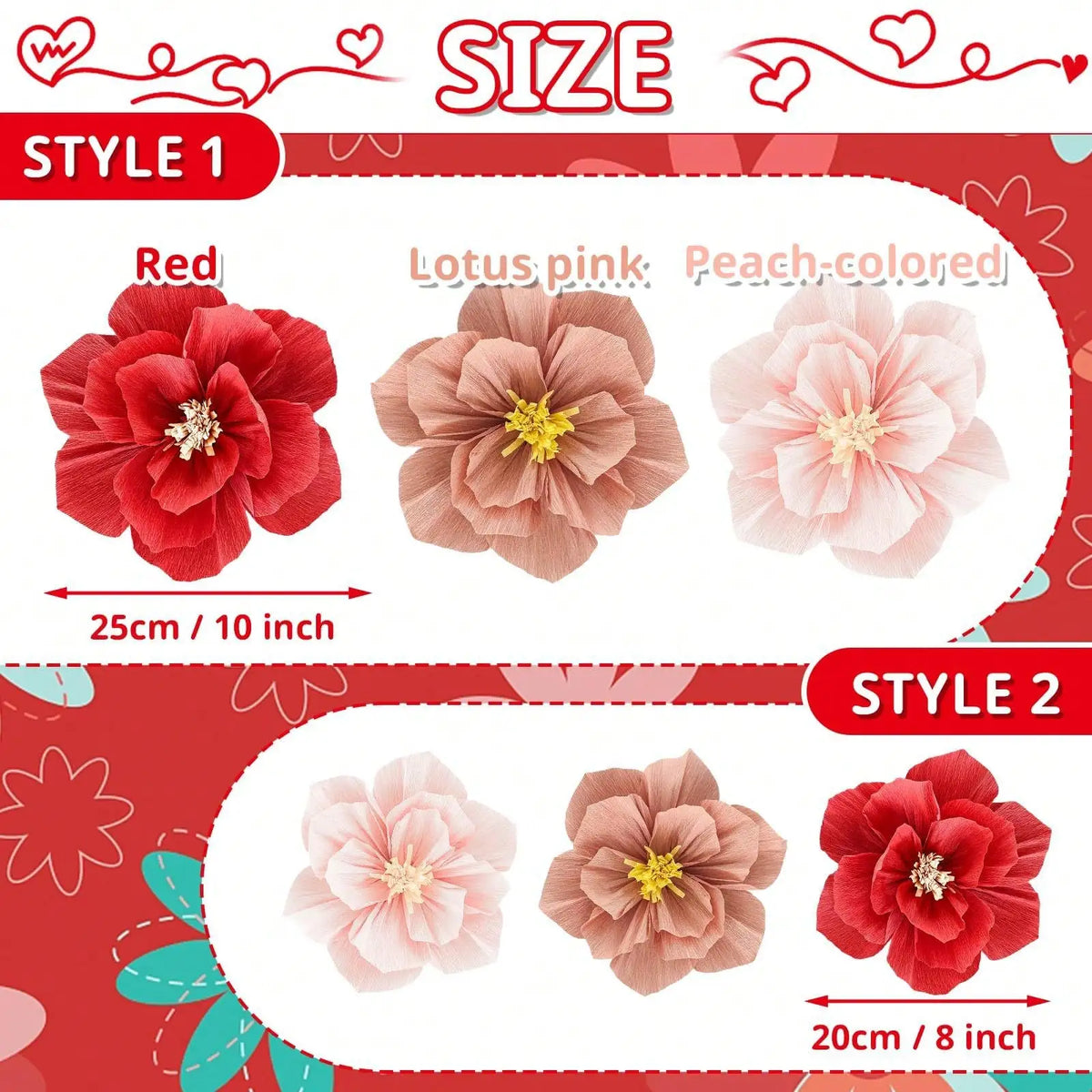 3D Crepe Paper Flowers – Colorful Wedding & Party Decor Paper Flower Decor Qme pink