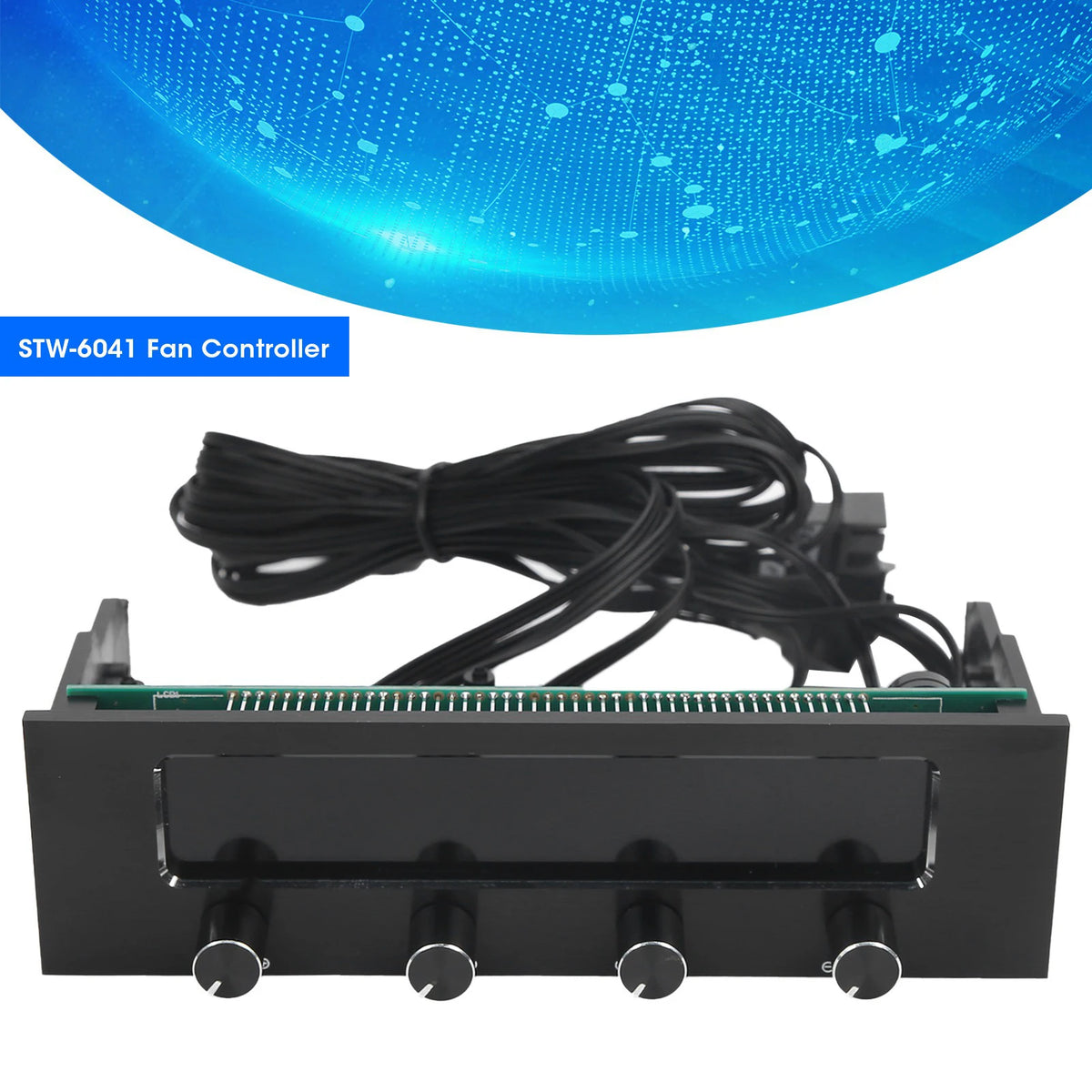 STW-6041 4-Channel CPU Fan Controller with LCD Display PC Fan Controller Qst