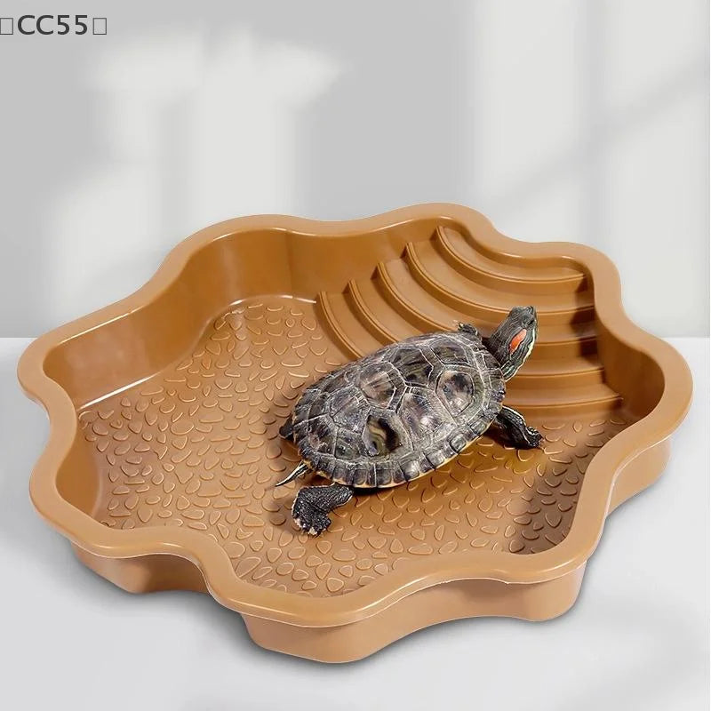 Reptile Water Dish with Anti-Slip Rock Ladder | Turtle Gecko Bowl Reptile Water Dish Qst