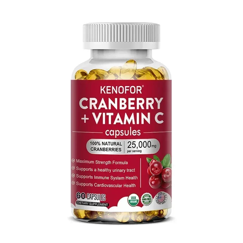 Cranberry Supplement Vitamin C 25,000mg Non-GMO Capsules Cranberry Supplement Qst 60 count-1 bottle
