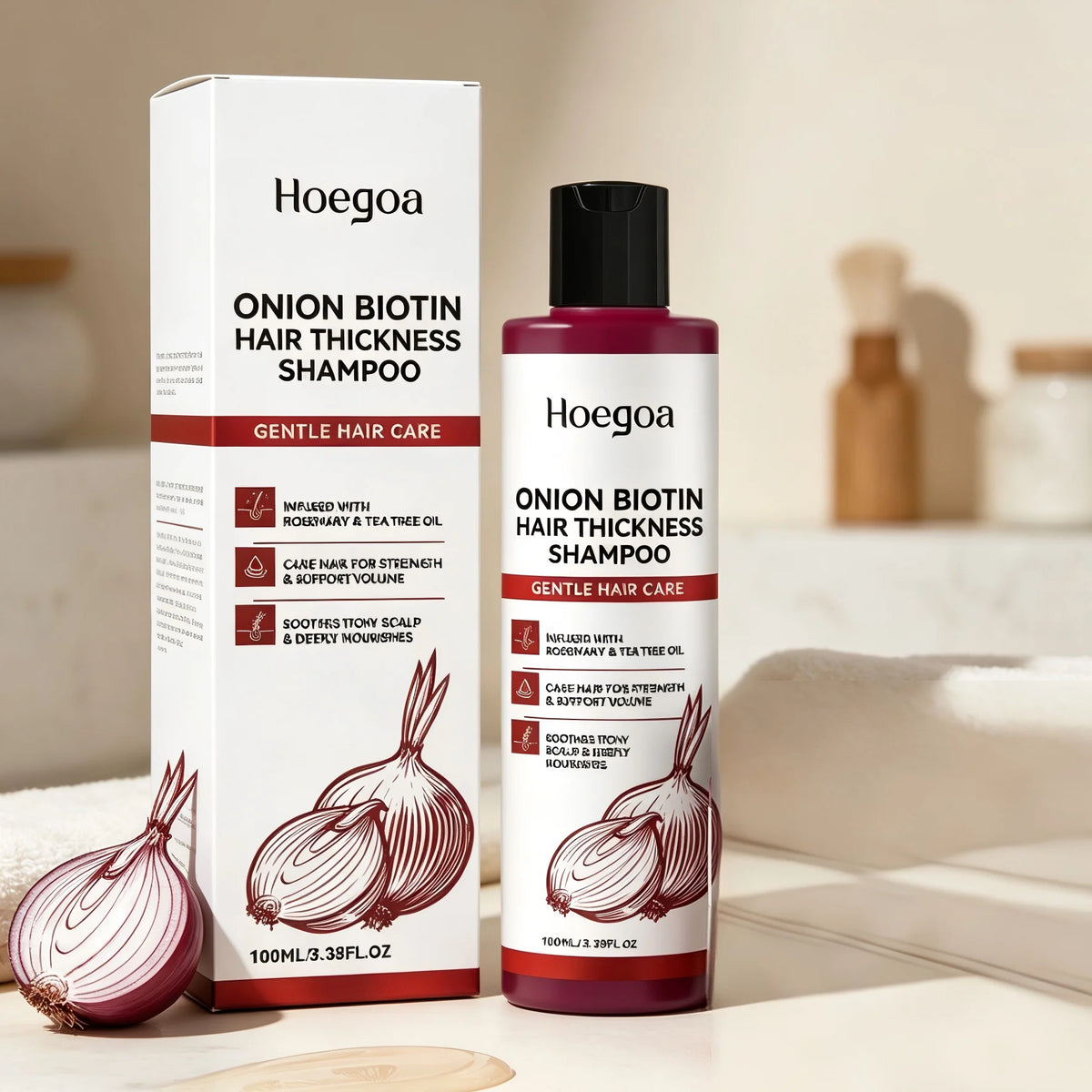 Hoegoa Biotin Onion Rosemary Shampoo – Thicker Stronger Hair Hair Growth Shampoo Qst