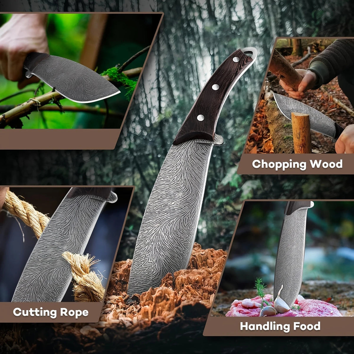 PLYS D2 Steel Full Tang Fixed Blade Outdoor Knife with Sheath Fixed Blade Knife Qst